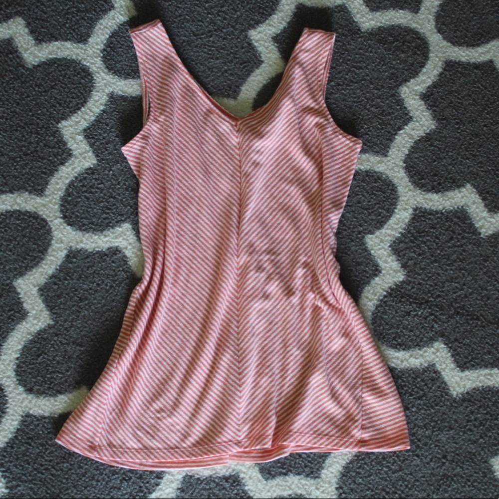 Peachy orange and white striped tank